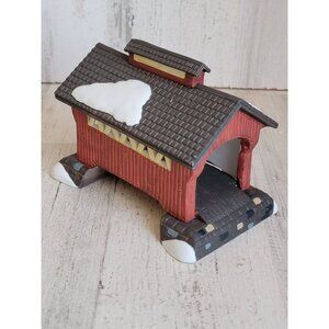 Dept 56 Maple creek red covered bridge xmas figure decor